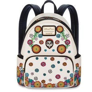 Disney Parks Loungefly Coco Floral Backpack - White and Multicolor